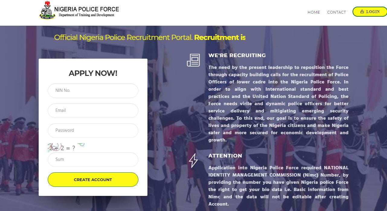 Police Recruitment Portal Login policerecruitment.gov.ng | NPF CBT 2023