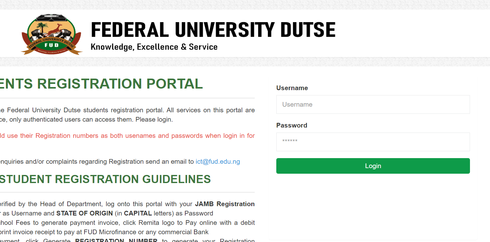 FUD Student Portal Login | myportal.fud.edu.ng Latest Portal Update