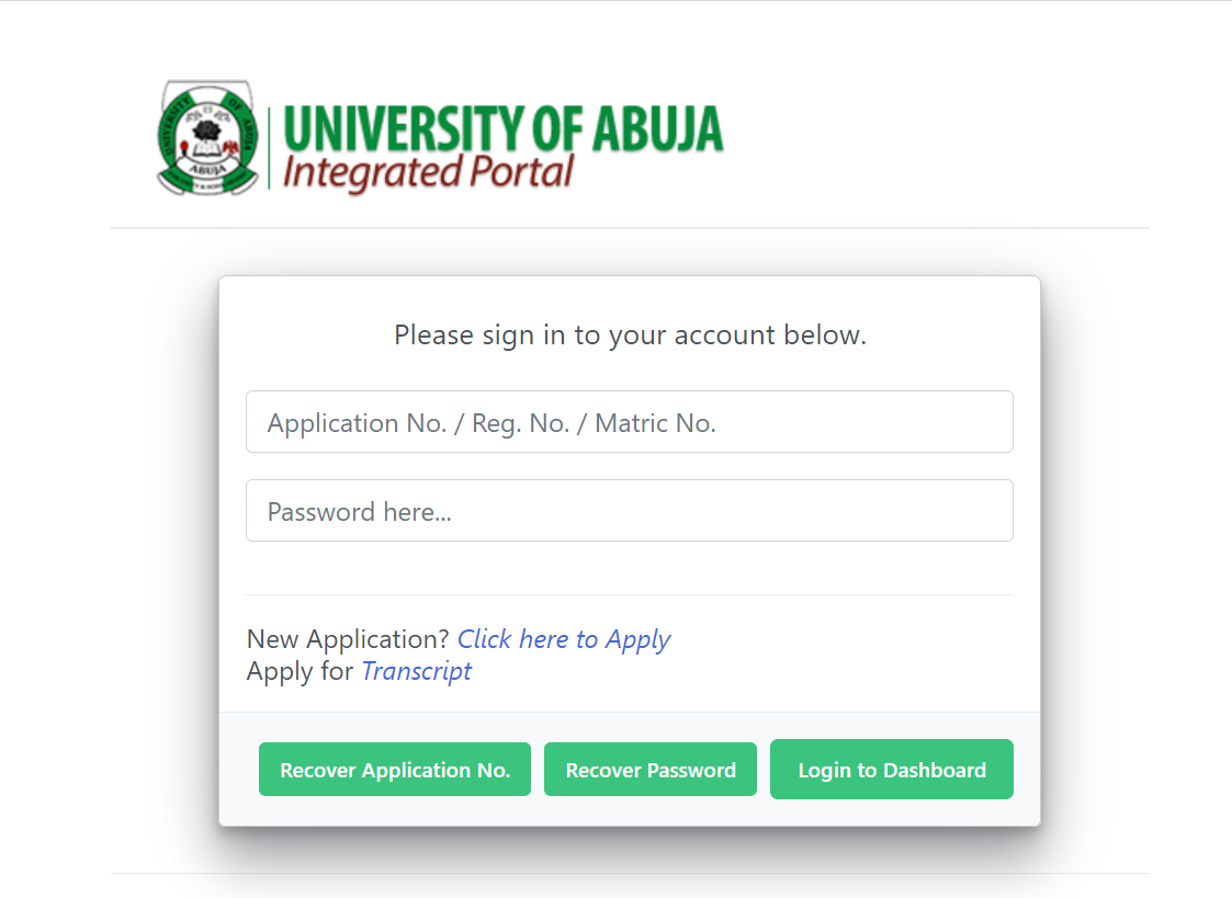 UNIABUJA Student Portal Login | University of Abuja Student Portal- www.uniabuja.edu.ng